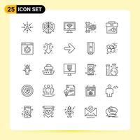 Mobile Interface Line Set of 25 Pictograms of business plumbing money plumber signal Editable Vector Design Elements