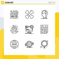 9 Thematic Vector Outlines and Editable Symbols of pencil holder rheumatism box producer Editable Vector Design Elements