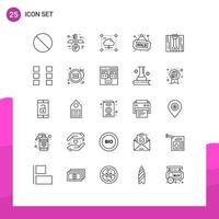 Set of 25 Modern UI Icons Symbols Signs for repair wrench data sold house Editable Vector Design Elements