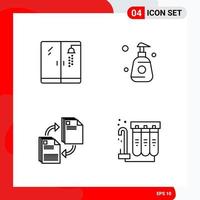 Creative Set of 4 Universal Outline Icons isolated on White Background Creative Black Icon vector background