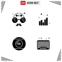 4 Icons Solid Style Grid Based Creative Glyph Symbols for Website Design Simple Solid Icon Signs Isolated on White Background 4 Icon Set Creative Black Icon vector background