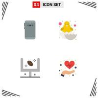 Group of 4 Flat Icons Signs and Symbols for phone american camera chicken football Editable Vector Design Elements