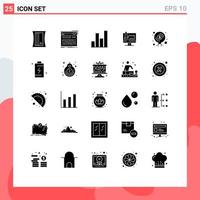 Solid Glyph Pack of 25 Universal Symbols of funds finance analytics factory building Editable Vector Design Elements