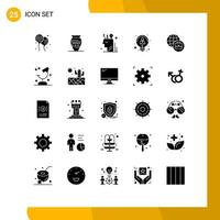 25 Universal Solid Glyph Signs Symbols of thinking employee greece creative user Editable Vector Design Elements