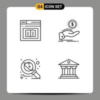 Pictogram Set of 4 Simple Filledline Flat Colors of book finance learning help astronomy Editable Vector Design Elements