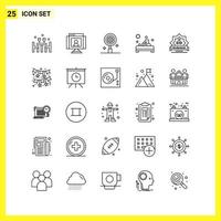 25 Icon Set Simple Line Symbols Outline Sign on White Background for Website Design Mobile Applications and Print Media Creative Black Icon vector background