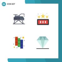 Modern Set of 4 Flat Icons and symbols such as construction design platform game care Editable Vector Design Elements