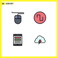 Pictogram Set of 4 Simple Filledline Flat Colors of hardware social media square internet cloud Editable Vector Design Elements