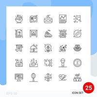 Group of 25 Lines Signs and Symbols for page document reading data tourism Editable Vector Design Elements
