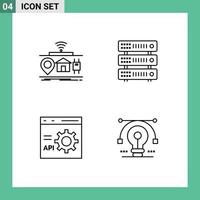 Set of 4 Modern UI Icons Symbols Signs for iot browser of rack develop Editable Vector Design Elements