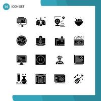 Pack of 16 Modern Solid Glyphs Signs and Symbols for Web Print Media such as nest easter map celebration position Editable Vector Design Elements