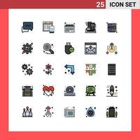 Group of 25 Filled line Flat Colors Signs and Symbols for hosting home appointment city hotel Editable Vector Design Elements