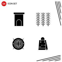 Collection of 4 Vector Icons in solid style Pixle Perfect Glyph Symbols for Web and Mobile Solid Icon Signs on White Background 4 Icons Creative Black Icon vector background