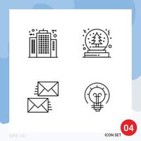 Pack of 4 creative Filledline Flat Colors of architect communication company snow contact us Editable Vector Design Elements