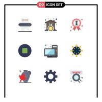 Group of 9 Modern Flat Colors Set for monitor desktop loanhome computer multimedia Editable Vector Design Elements