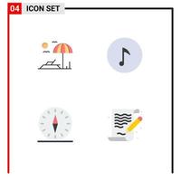 Universal Icon Symbols Group of 4 Modern Flat Icons of beach navigation key gps art Editable Vector Design Elements
