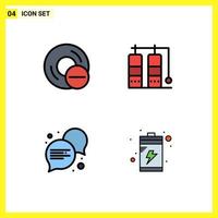 Stock Vector Icon Pack of 4 Line Signs and Symbols for computers conversation gadget travel battery Editable Vector Design Elements