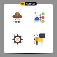 4 Universal Flat Icons Set for Web and Mobile Applications cap options briefcase candidate product Editable Vector Design Elements