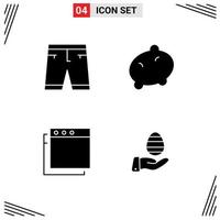 Modern Set of 4 Solid Glyphs and symbols such as accessories mac dress potato egg Editable Vector Design Elements