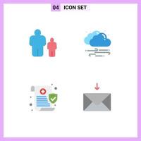 Modern Set of 4 Flat Icons Pictograph of child data parental control windy security Editable Vector Design Elements