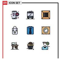 Universal Icon Symbols Group of 9 Modern Filledline Flat Colors of father clothes printer journey bag Editable Vector Design Elements