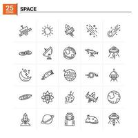 25 Space icon set vector background