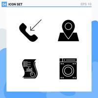 Modern 4 solid style icons Glyph Symbols for general use Creative Solid Icon Sign Isolated on White Background 4 Icons Pack Creative Black Icon vector background