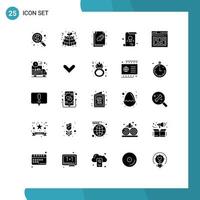 Stock Vector Icon Pack of 25 Line Signs and Symbols for database school gift pack diploma file Editable Vector Design Elements
