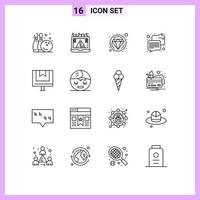 Set of 16 Modern UI Icons Symbols Signs for delivery box security message chat Editable Vector Design Elements