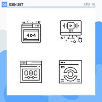 Modern 4 Line style icons Outline Symbols for general use Creative Line Icon Sign Isolated on White Background 4 Icons Pack Creative Black Icon vector background