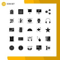 Universal Icon Symbols Group of 25 Modern Solid Glyphs of network connect credit card thanks thank Editable Vector Design Elements