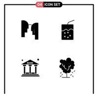 Universal Icon Symbols Group of 4 Modern Solid Glyphs of brain office transfer soda tree Editable Vector Design Elements