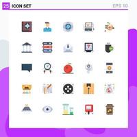 Modern Set of 25 Flat Colors Pictograph of store online profile cart global Editable Vector Design Elements