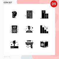 Modern Set of 9 Solid Glyphs Pictograph of offer laptop architecture discount structure Editable Vector Design Elements