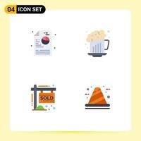 Pack of 4 Modern Flat Icons Signs and Symbols for Web Print Media such as creative sold alcohol celebration architecture Editable Vector Design Elements