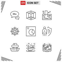 9 Icons Line Style Grid Based Creative Outline Symbols for Website Design Simple Line Icon Signs Isolated on White Background 9 Icon Set Creative Black Icon vector background