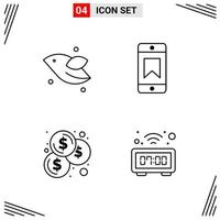 4 Icons Line Style Grid Based Creative Outline Symbols for Website Design Simple Line Icon Signs Isolated on White Background 4 Icon Set Creative Black Icon vector background