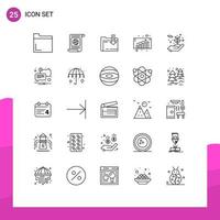 Mobile Interface Line Set of 25 Pictograms of flowers energy folder sales business growth Editable Vector Design Elements