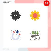 Group of 4 Flat Icons Signs and Symbols for studded power world gear agriculture Editable Vector Design Elements