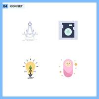 Set of 4 Modern UI Icons Symbols Signs for precision idea compass drive energy Editable Vector Design Elements