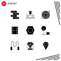 9 Universal Solid Glyphs Set for Web and Mobile Applications tools arrow speech filam video Editable Vector Design Elements