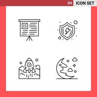 4 Icon Pack Line Style Outline Symbols on White Background Simple Signs for general designing Creative Black Icon vector background