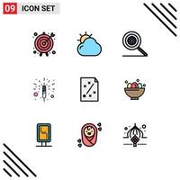 Pictogram Set of 9 Simple Filledline Flat Colors of project ideas control business fireworks Editable Vector Design Elements