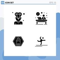 Universal Icon Symbols Group of 4 Modern Solid Glyphs of business stop membership hotel sign Editable Vector Design Elements