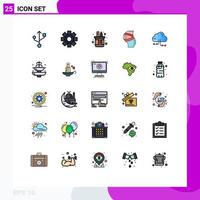 Universal Icon Symbols Group of 25 Modern Filled line Flat Colors of share women pen pregnant safety Editable Vector Design Elements