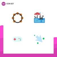 4 Universal Flat Icons Set for Web and Mobile Applications audio band sound park plus Editable Vector Design Elements
