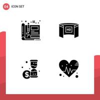 Modern Set of 4 Solid Glyphs and symbols such as blueprint hd sketch display money Editable Vector Design Elements