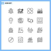 Pack of 16 creative Outlines of air cooler website connection keyboard Editable Vector Design Elements