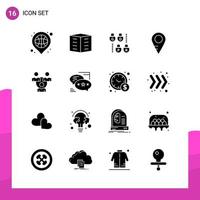 Glyph Icon set Pack of 16 Solid Icons isolated on White Background for responsive Website Design Print and Mobile Applications Creative Black Icon vector background