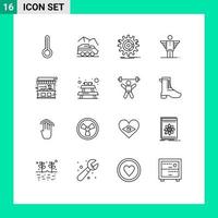 User Interface Pack of 16 Basic Outlines of investor career setting business progress Editable Vector Design Elements